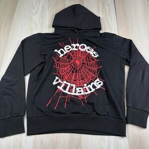 Sp5der X Metro Boomin Heroes & Villains Collab Hoodie Red Black Pullover Size S